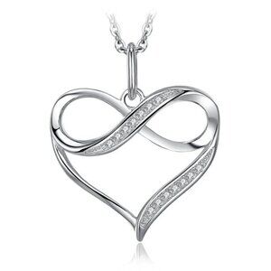 Infinity Heart‎ Necklace for Women – Silver Plated Love Pendant Gift Jewelry